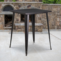 Flash Furniture CH-51040-40-BQ-GG 31.5" Square Bar Height Black-Antique Gold Metal Indoor-Outdoor Table
